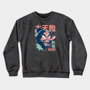 Retro Japanese Daitengu Yokai Illustration | Japanese Folklore Creatures Crewneck Sweatshirt